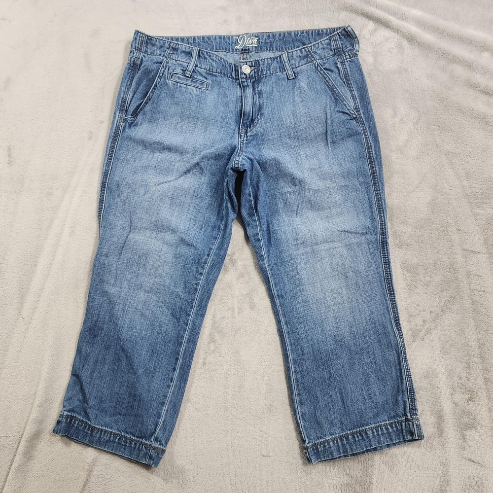 Old Navy Jeans Womens 8 Blue Mid Rise The Diva Capri Crop 5 Pocket Denim Casual